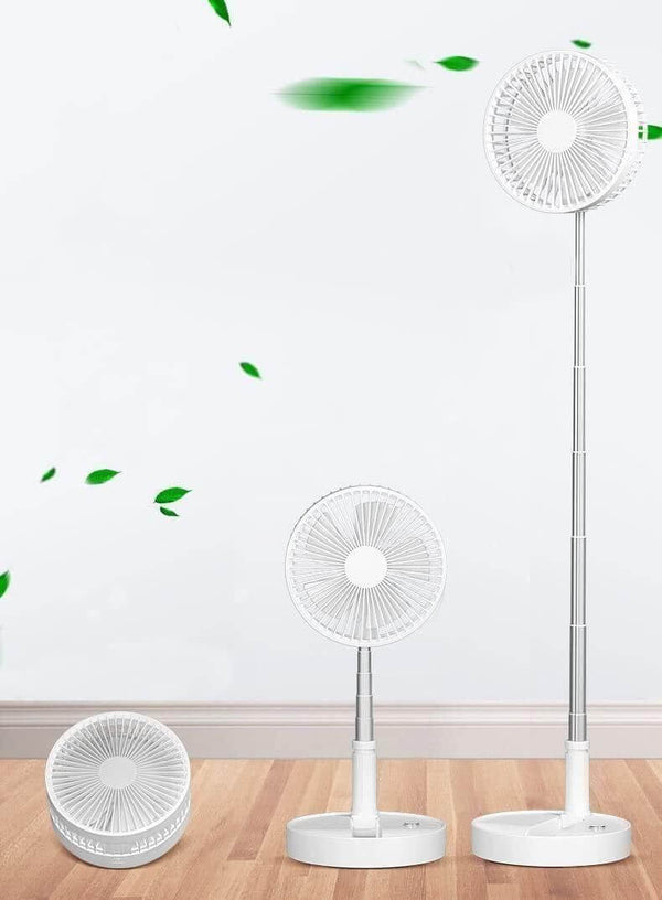 Foldable & Portable Pedestal Fan for Home, Office & Outdoor Use - Adjustable Height Telescopic Rechargeable Standing Fan