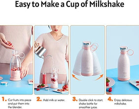 Portable USB Smoothie Blender – 350ml Mini Juicer Bottle with Wireless Charging & Ice-Crushing Blades